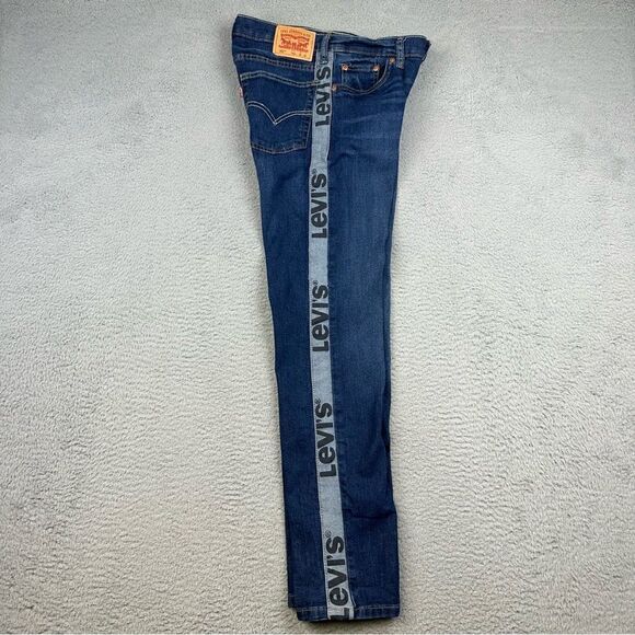Levis 502 Jeans Womens 16 Regular Blue Tapered Leg Stipe Logo Denim Prep 28x29* - Picture 5 of 16